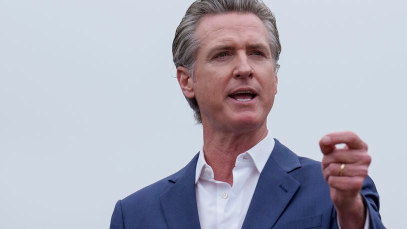 FILE - California Gov. Gavin Newsom speaks during a press conference in Los Angeles, Wednesday, Sept. 25, 2024. (AP Photo/Eric Thayer, File)