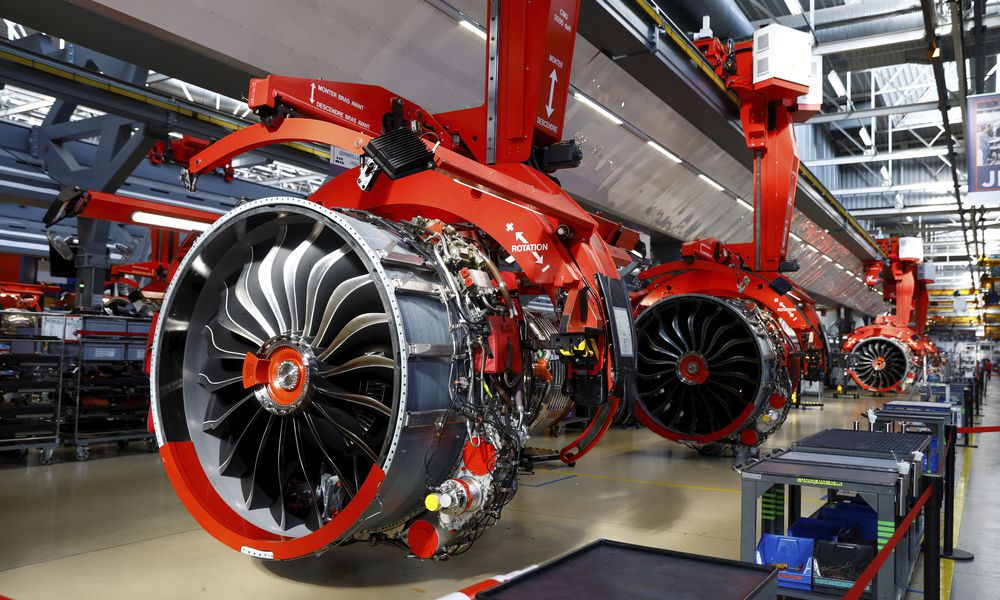 The LEAP-1A engines are pictured in the Safran Aircraft Engines site in Villaroche, near Paris, ahead of the Paris Air Show, Friday June 16, 2023. (Gonzalo Fuentes/Pool via AP)