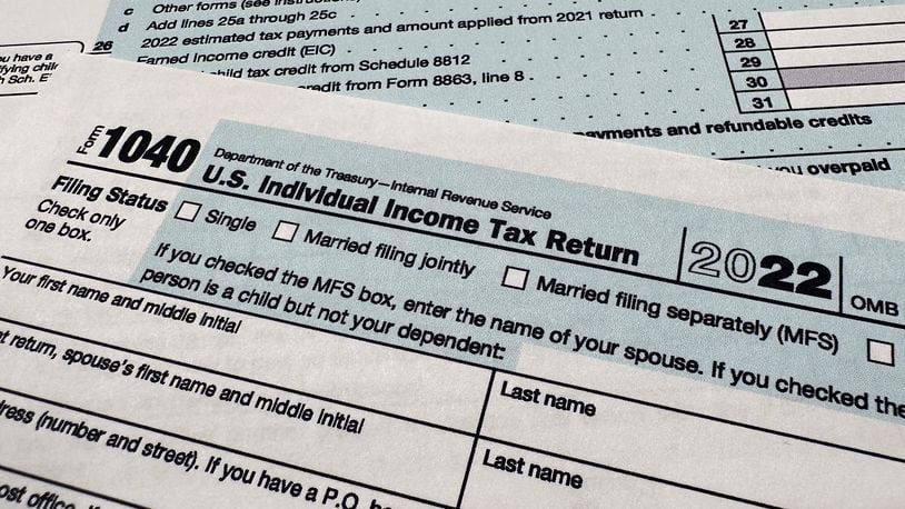 FILE - The Internal Revenue Service 1040 tax form for 2022 is seen on April 17, 2023. (AP Photo/Jon Elswick, File)