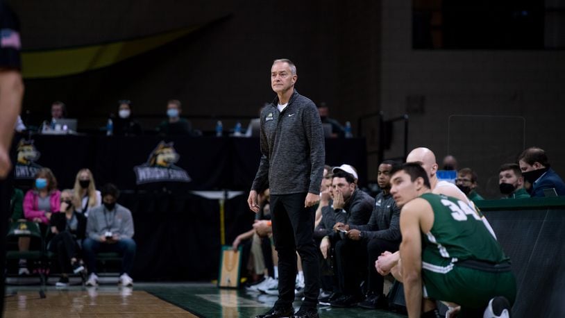 Wright State coach Scott Nagy looks on during the Raiders' game earlier this season vs. Lake Erie College. On Thursday, WSU defeated Purdue Fort Wayne in its Horizon League opener. Joe Craven/Wright State Athletics