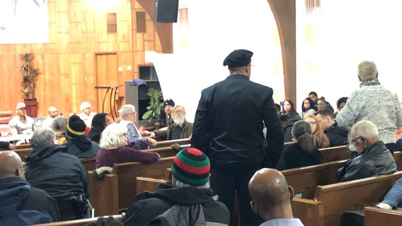 More than 50 people gathered Saturday to learn more about a counter-rally on May 25 at the same time the Honorable Sacred Knights, a Ku Klux Klan-affiliated group, plans to rally on Courthouse Square in Dayton. STAFF/LAWRENCE BUDD