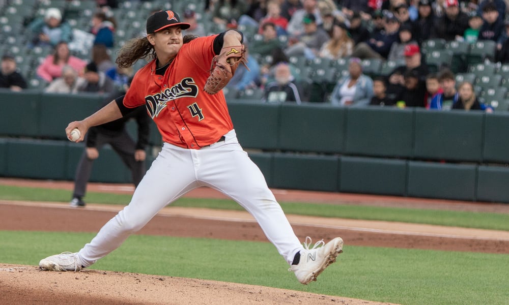 Rhett Lowder pitches during the first inning against Fort Wayne on Friday night at Day Air Ballpark. Jeff Gilbert/CONTRIBUTED