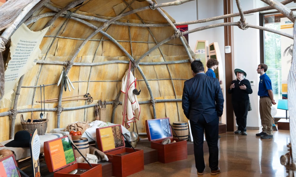 A display at Great Council State Park in Xenia shows the regions history, told from a Shawnee perspective. (Courtesy: Ruthie Herman, WYSO)