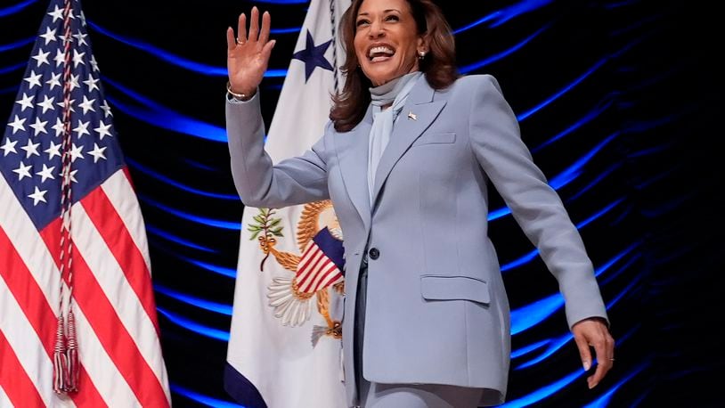 Democratic presidential nominee Vice President Kamala Harris arrives to speak at the Congressional Hispanic Caucus Institute (CHCI) leadership conference, Wednesday, Sept. 18, 2024, in Washington. (AP Photo/Jacquelyn Martin)