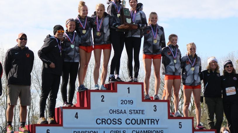 The Beavercreek High School girls cross country team won its second straight Division I state championship Saturday at National Trail Raceway in Hebron. Greg Billing/CONTRIBUTED