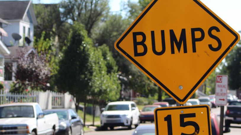 There are 426 speed bumps and humps on Dayton’s streets. CORNELIUS FROLIK / STAFF