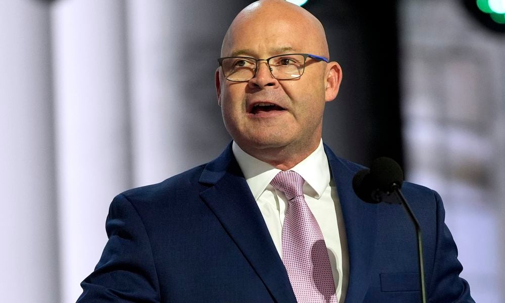 FILE - Sean O'Brien, president of the International Brotherhood of Teamsters, speaks during the Republican National Convention, July 15, 2024, in Milwaukee. (AP Photo/Julia Nikhinson, File)