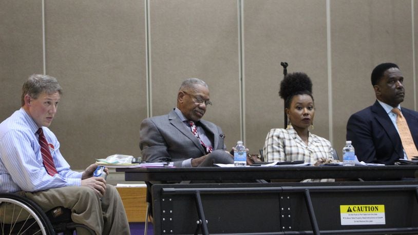 The candidates in the Dayton City Commission race attended a candidate forum earlier this week. From left, Darryl Fairchild, Jeff Mims Jr., Shenise Turner-Sloss and Joey Williams. CORNELIUS FROLIK / STAFF