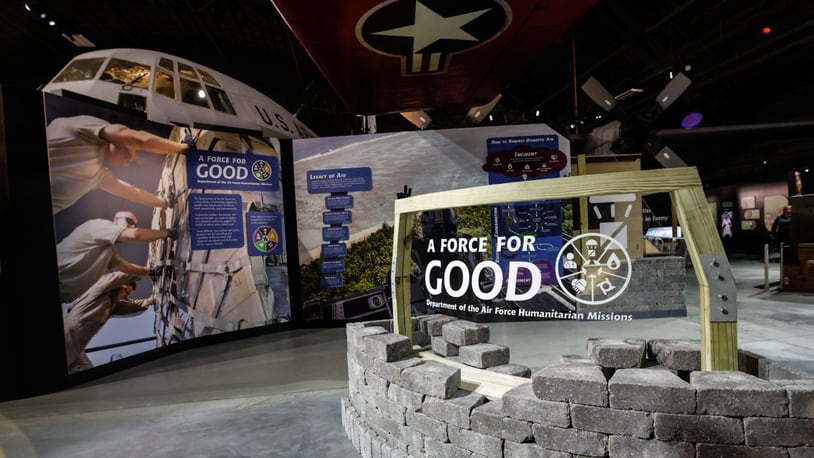 A National Museum of the United States Air Force exhibit highlighting Air Force humanitarian missions. JIM NOELKER/STAFF