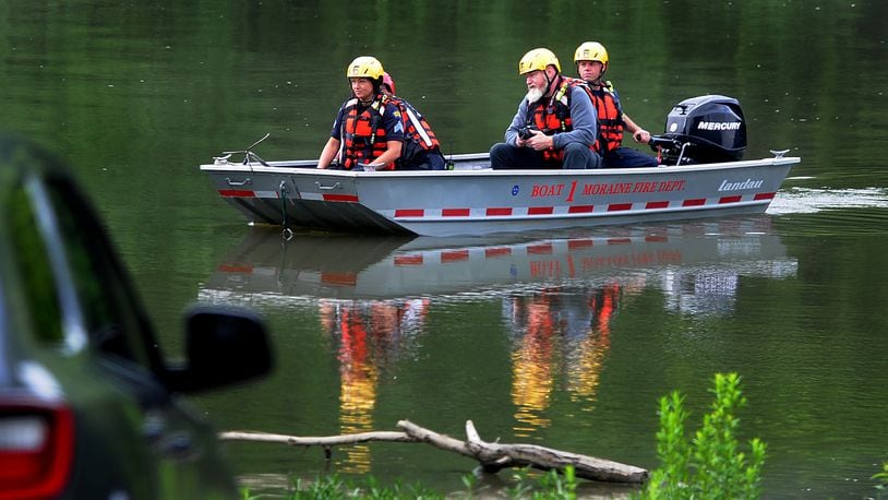 A body was found in the Great Miami River in the 3300 block of East River Road near the Dayton Boat Club in Moraine Wednesday morning, May 29, 2024. MARSHALL GORBY\STAFF