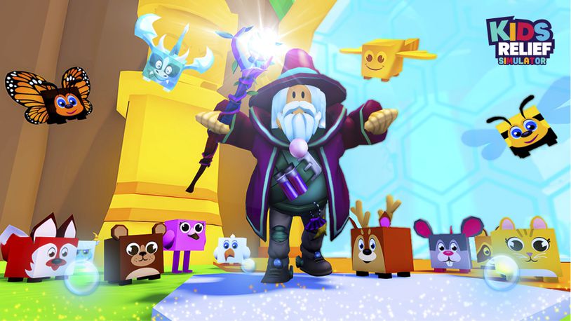 This image provided by Comic Relief US shows the virtual realm of the nonprofit's new 'Game to Change the World.' The wizard-led quests, which take place on the social gaming platform Roblox, are part of Comic Relief US' second annual Kids Relief campaign to build charitable habits among children while raising funds to fight poverty. (Comic Relief US via AP)