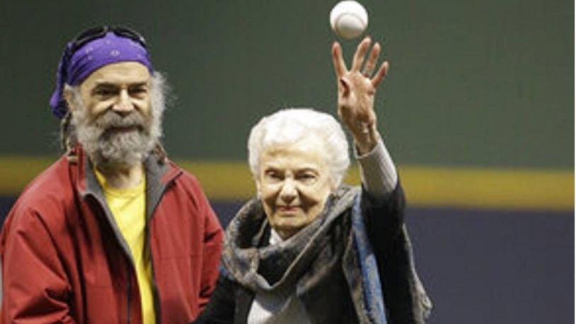 Shirley Ollman celebrated her 100th birthday by throwing out the first pitch at the Milwaukee Brewers' game Friday night.