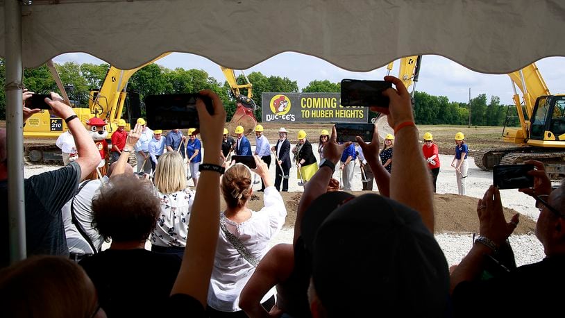 The ground breaking ceremony for Ohio's first Buc-ee's being built in Huber Heights at the intersection of Ohio Route 235 and Interstate 70 Thursday, August 8, 2024. BILL LACKEY/STAFF