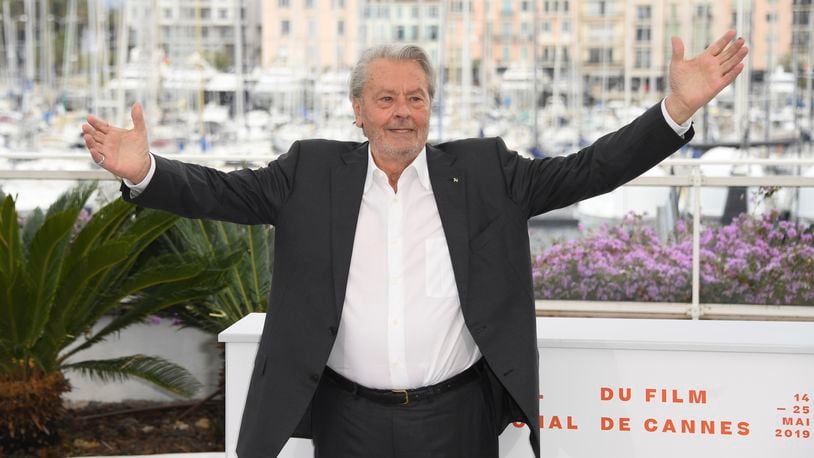 FILE- In this May 19, 2019 file photo, French actor Alain Delon poses for photographers at the photo call for his honorary Palme D'Or award at the 72nd international film festival, Cannes, southern France. Alain Delon, the internationally acclaimed French actor who embodied both the bad guy and the policeman and made hearts throb around the world, has died at age 88, French media reported. (Photo by Arthur Mola/Invision/AP, File)