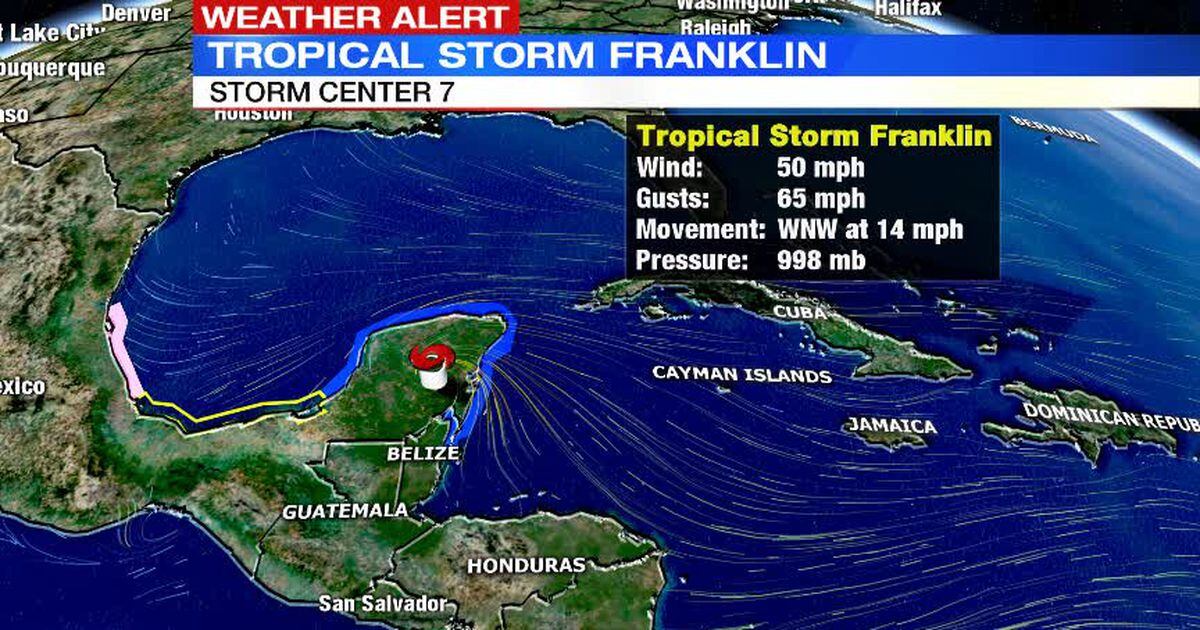 Tropical Storm Franklin makes landfall in Yucatan Peninsula