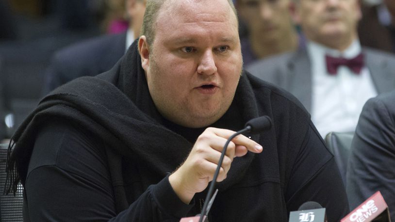 FILE - Internet entrepreneur Kim Dotcom speaks during the Intelligence and Security select committee hearing at Parliament, on July 3, 2013, in Wellington, New Zealand. (Mark Mitchell/New Zealand Herald via AP, File)