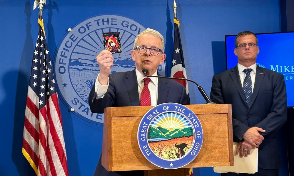 Ohio Gov. Mike DeWine calls for the legislature to ban, or at least age limit, the sale of Delta 8. The Republican governor raised concern about the cannabinoid's effects on minors, who are legally able to buy it. January 17, 2024.