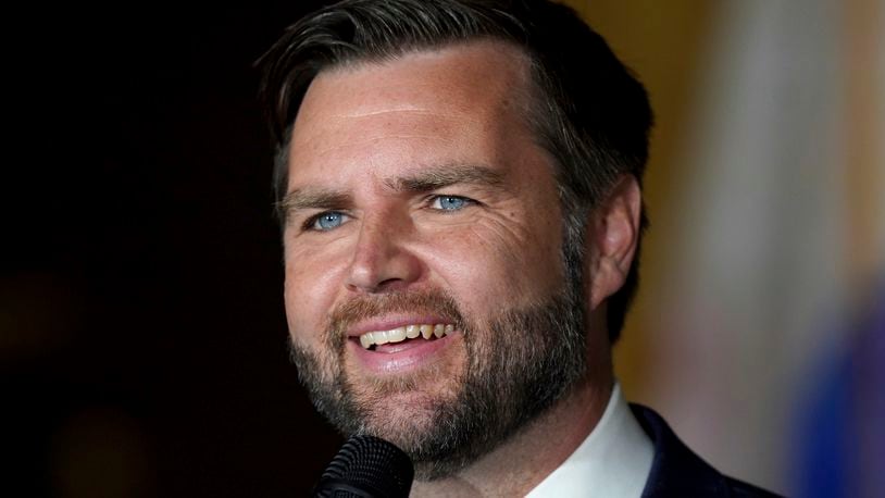 Republican vice presidential nominee Sen. JD Vance, R-Ohio, speaks at a campaign event at VFW Post 92, Thursday, Aug. 15, 2024, in New Kensington, Pa. (AP Photo/Matt Freed)