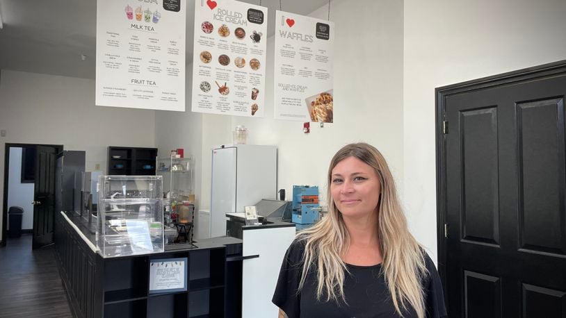 I Heart Ice Cream, a Thai-inspired rolled ice cream shop, is located at 9 N. Williams St. in Dayton. Pictured is Owner Liz Smith. NATALIE JONES/STAFF