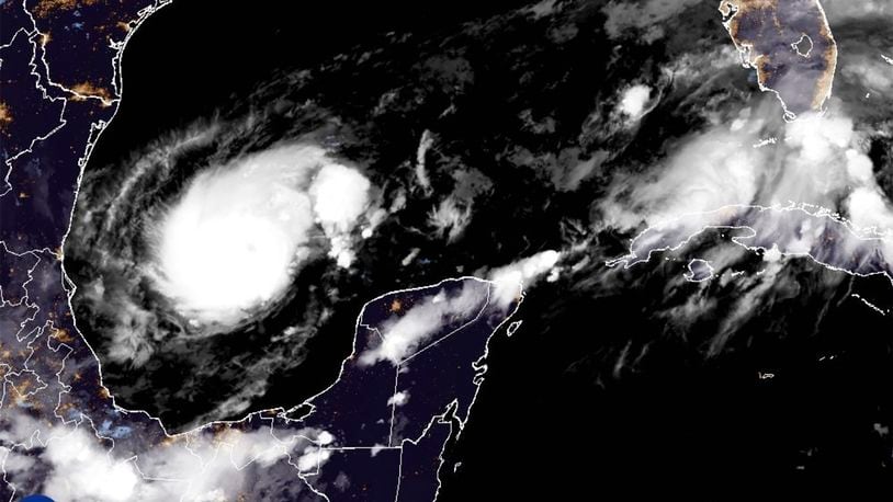 This satellite image from the National Oceanic and Atmospheric Administration taken at 11:36pm ET on Sunday, Oct. 6, 2024, shows Hurricane Milton. (NOAA via AP)