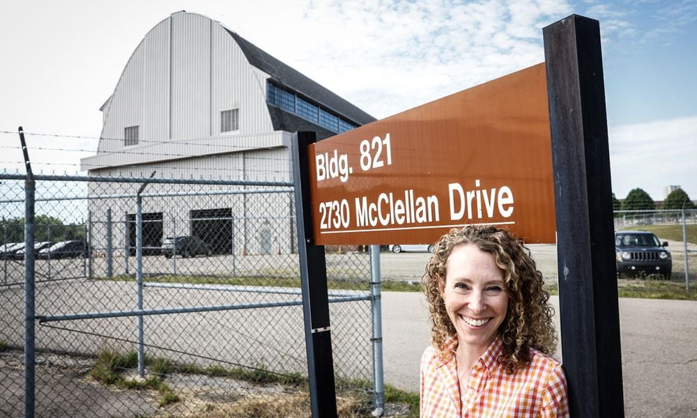 Rachel Butt is the president of Butt Construction her grandfather built the Radar Building, the building in the background, on the Wright Patt Air Force Base. JIM NOELKER/STAFF