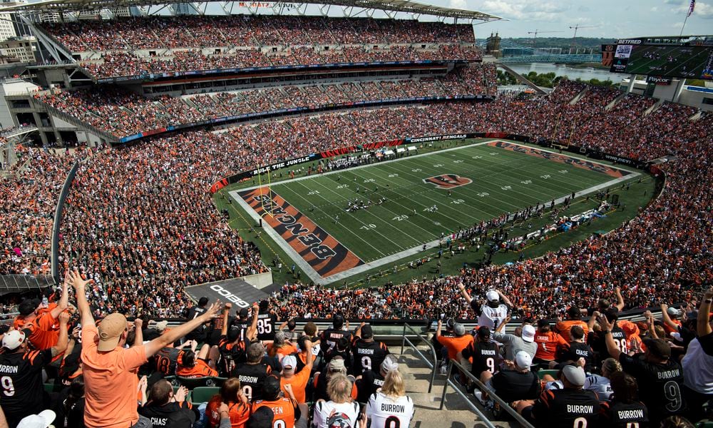FILE -A general view of Paycor Stadium during an NFL football game between the Cincinnati Bengals and Baltimore Ravens on Sunday, Sept. 17, 2023, in Cincinnati. The Cincinnati Bengals plan to spend up to $120 million for upgrades to Paycor Stadium as part of showcasing the team's support and commitment to a successful future in Cincinnati. The construction, which will run through 2026, is a necessary part of a long-standing plan to keep a successful team in Cincinnati and keep the Bengals competitive across the NFL, the team said in a statement Tuesday, May 21, 2024. (AP Photo/Emilee Chinn, File)
