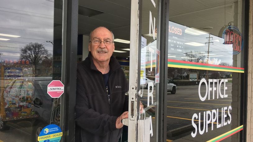 Perry Hensley, owner of F&S School Supply in Kettering. Staff photo / Josh Sweigart