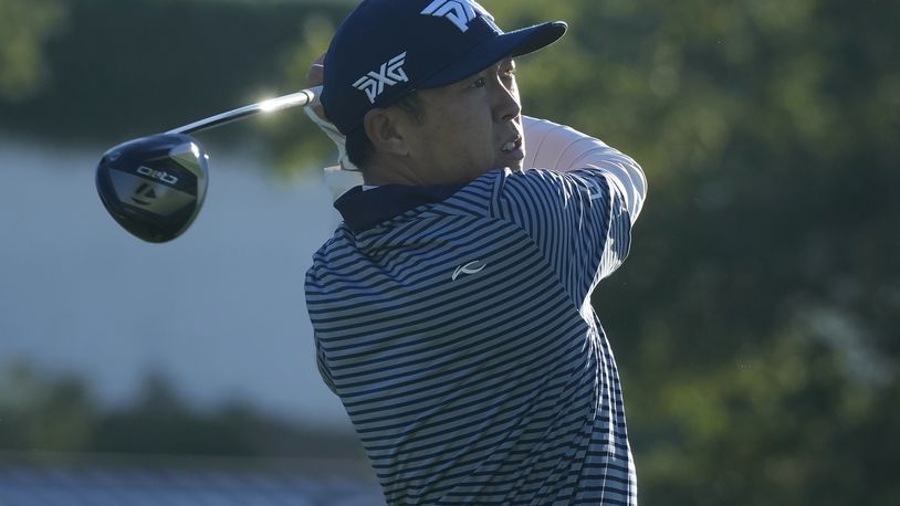 David Lipsky hits from the sixth tee during the first round of the Procore Championship PGA golf tournament at the Silverado Resort North Course in Napa, Calif., Thursday, Sept. 12, 2024. (AP Photo/Jeff Chiu)