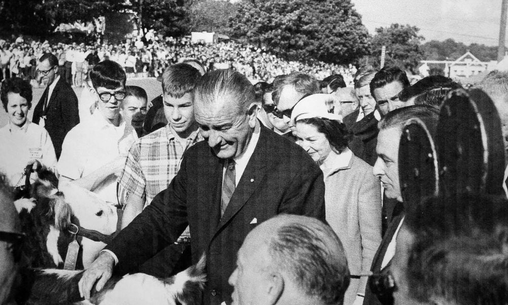 President Lyndon B. Johnson visited the Montgomery County Fairgrounds in 1966 duirng a mid-term elections barn storming tour. DAYTON DAILY NEWS ARCHIVE