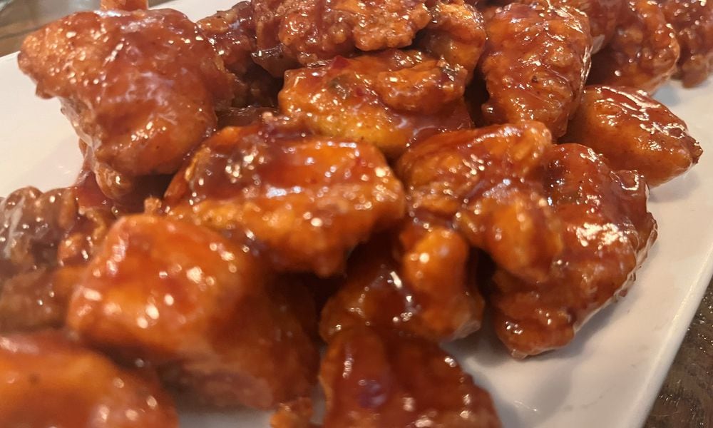 Boneless Strawberry-Jalapeno BBQ Wings from MIXX 165 in Mechanicsburg. NATALIE JONES/STAFF