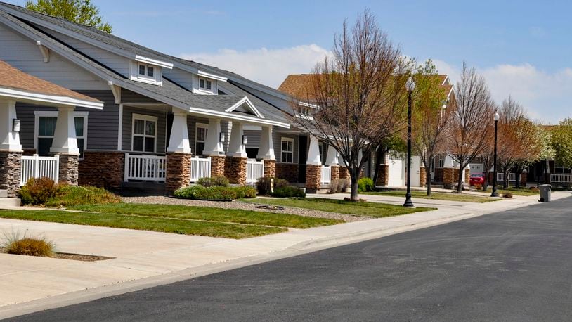 In this photo provided by the U.S. Air Force, housing for service members is pictured at Mountain Home Air Force Base, April 28, 2022. (1st Lt. Daniel Barnhorst/U.S. Air Force via AP)