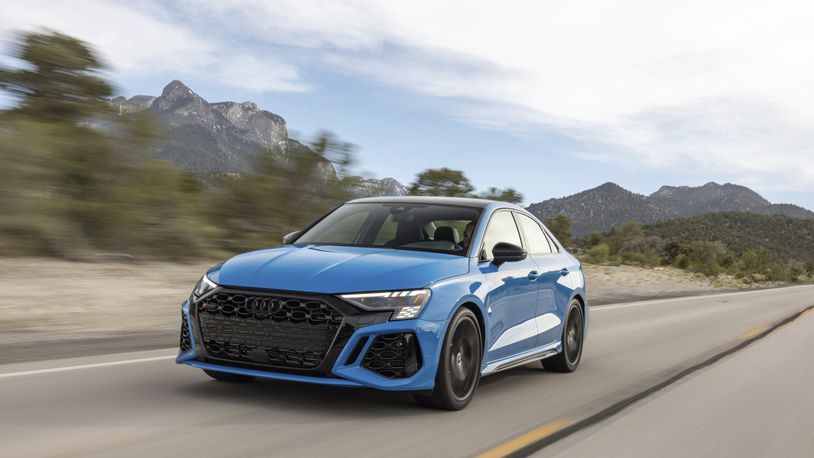 This photo provided by Audi shows the 2024 RS 3. Based on the A3 compact sedan, the RS 3 has a special 401-horsepower five-cylinder engine. (Courtesy of Audi AG via AP)