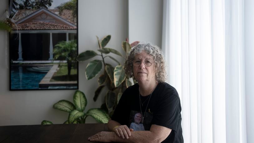 Aviva Siegel, who was held hostage by Hamas in the Gaza Strip for 51 days after she was kidnapped with her husband on Oct. 7, poses for a portrait in Tel Aviv, Israel, Sunday, Sept. 29, 2024. Keith Siegel is still in captivity. (AP Photo/Maya Alleruzzo)