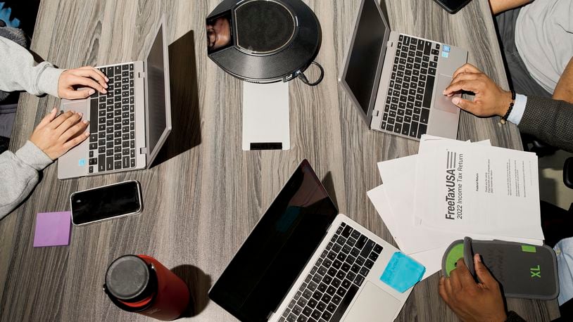 FILE — Students work on the FAFSA form and website in the Bronx, on Jan. 10, 2024. A series of blunders have plunged the most critical stage of the college admissions season into disarray. (Casey Steffens/The New York Times)