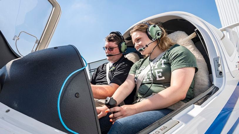 Savannah Oakley, right, plans to pursue a bachelor’s degree in aviation science and technology at Wright State. Courtesy of Wright State University.