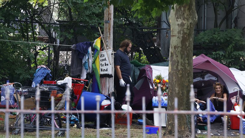 A homeless camp at 423 N. Paul Laurence Dunbar street, in Dayton. MARSHALL GORBY\STAFF