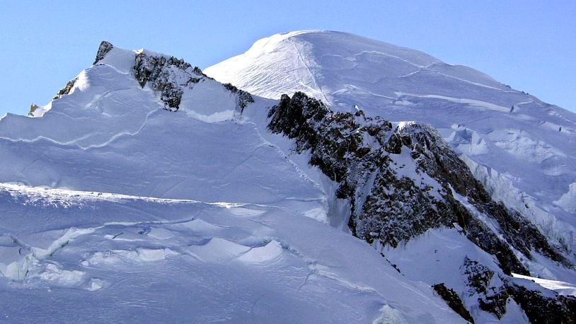 FILE - This Feb. 19, 2003 file photo shows Mont Blanc, western Europe's highest mountain. (AP Photo/Patrick Gardin, File)