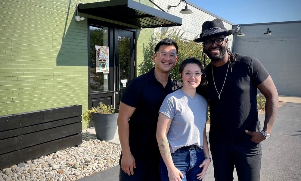 miDDay, a new cafe with coffee and elevated American cuisine, will be located at 800 S. Patterson Blvd. in Dayton next to Old Scratch Pizza. Pictured (left to right) are owners Chris Cheng, Taylor Moberly and Greg Innocent. NATALIE JONES/STAFF