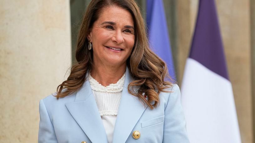 FILE - Melinda Gates, co-chair of the Bill and Melinda Gates Foundation, poses for photographers as she arrives for a meeting after a meeting on the sideline of the gender equality conference at the Elysee Palace in Paris, July 1, 2021. (AP Photo/Michel Euler, File)