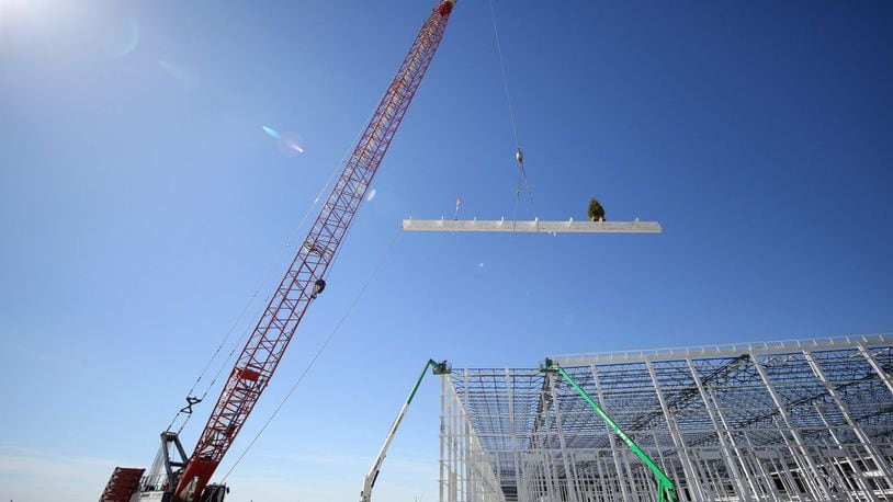 In February 2024, LG Energy Solution and Honda placed the final structural steel beam for the battery plant. Honda photo