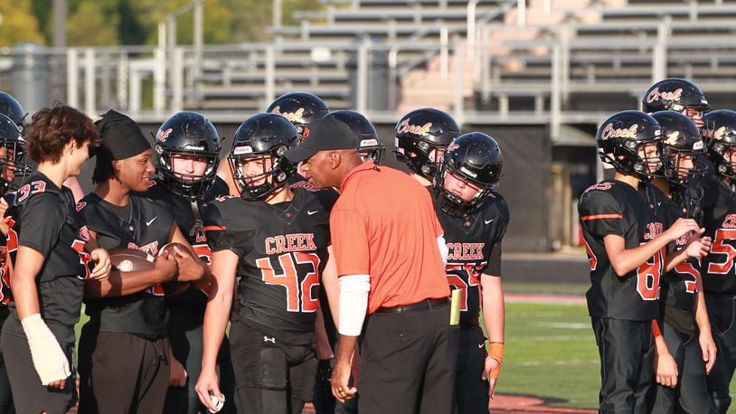 Beavercreek Beavers football coach Trace Smitherman prepares his team to face Northmont on Sept. 13, 2024 in Beavercreek. Marcus Hartman/STAFF