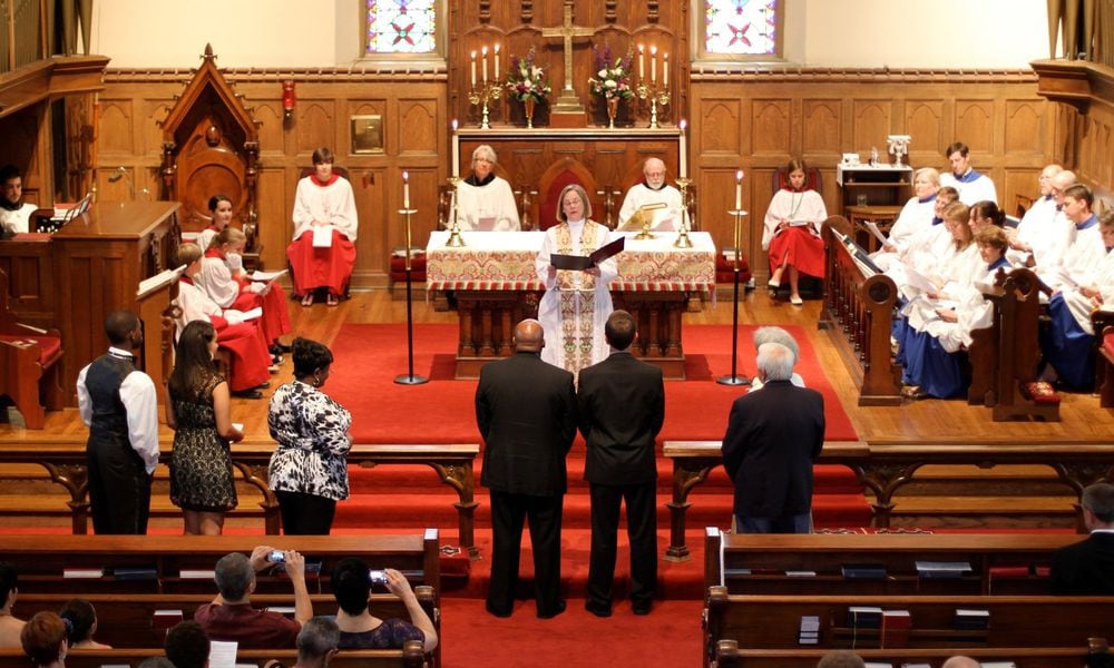 Rick Incorvati and his husband have their union blessed in 2013 at Christ Episcopal Church in Springfield where Incorvati is now a deacon. They married that same year in New York but the marriage wasnt recognized in Ohio until last years U.S. Supreme Court decision. SUBMITTED