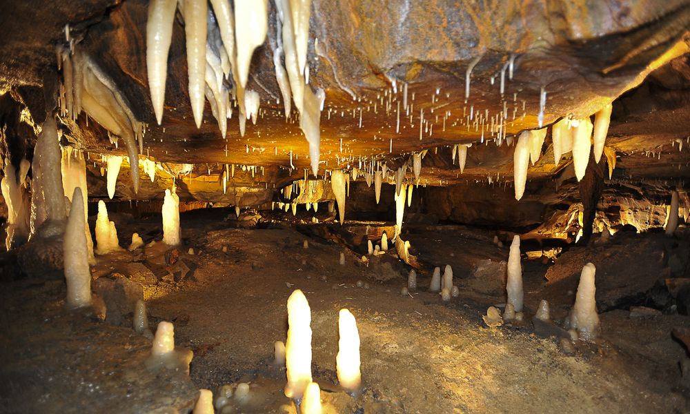 Ohio Caverns with a variety of stalactites and stalagmites. Staff photo by Bill Lackey