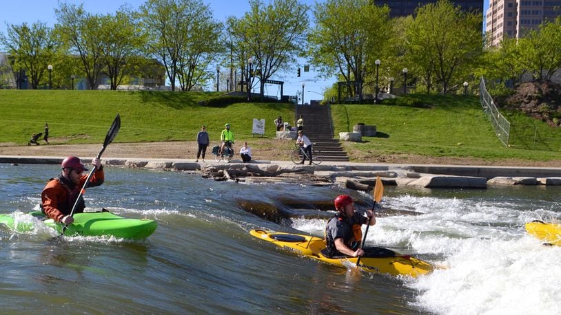 The James M. Cox Foundation in 2011 made a $1 million challenge grant to the RiverScape River Run project to remove the dangerous Monument Avenue low dam and create a much safer fast-water kayak and canoe recreation destination and other recreational opportunities along the Great Miami River. STAFF FILE
