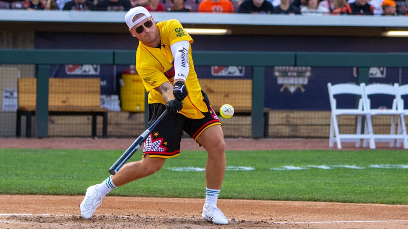 Logan Wilson competes in the home run derby before Wednesday night's Logan Wilson Celebrity Softball Game at Day Air Ballpark. Jeff Gilbert/CONTRIBUTED
