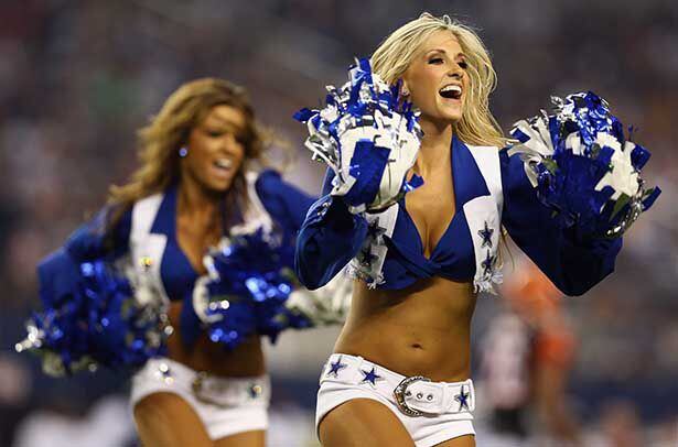 The Dallas Cowboys Cheerleaders perform during the preseason game