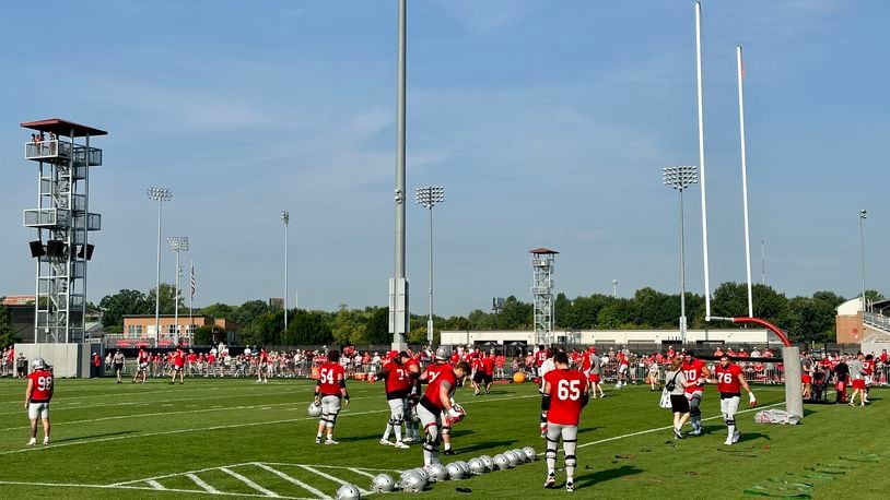 Ohio State football practiced with fans in the stands Thursday as it opened the 2023 preseason. Aug. 3