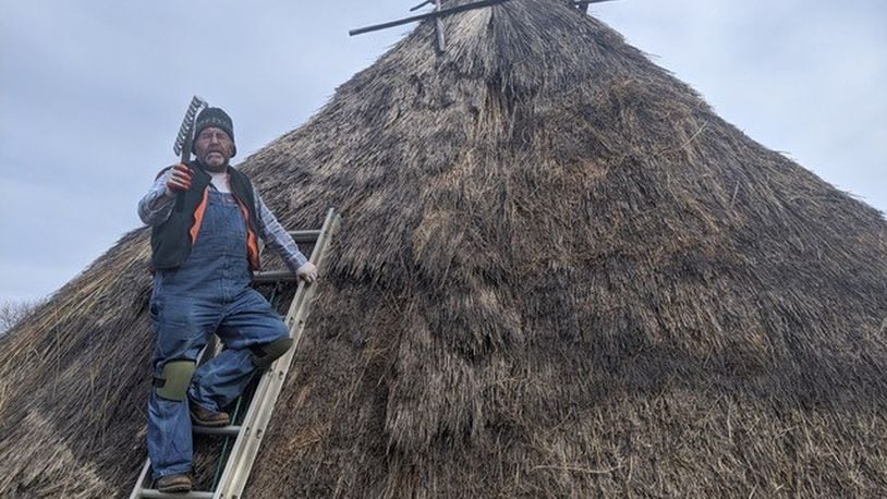 William Cahill, who learned his trade in Ireland as a boy, returns to SunWatch periodically to repair the roofs. CONTRIBUTED