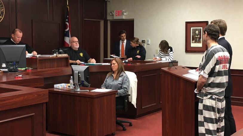 Ebb Duhamel of Middletown appears with his new attorney before Judge Ronald Ruppert in Franklin Municipal Court in 2020. Ruppert said the growth of the court will require his position to go from part-time to full-time. He is seeking support to move forward on the proposal. ED RICHTER/STAFF