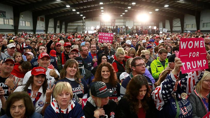 Thousands of people crowded into the Champions Center at the Clark County Fairgrounds in 2016 to see Donald Trump during a campaign stop. Bill Lackey/Staff